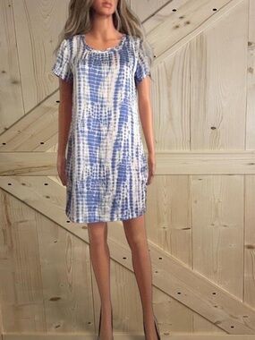 Michael Kors Blue and White Patterned Dress